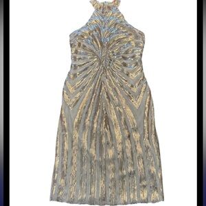 🟣 ROSE GOLD SEQUIN LINED SLEEVELESS MINI DRESS SIZE LARGE